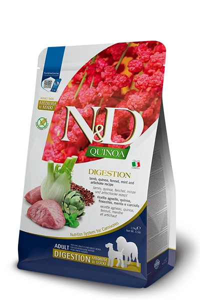 Farmina N&D Quinoa Digestion Lamb Medium & Maxi Dry Dog Food (15.4 LB)