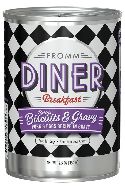 Fromm Diner Breakfast Betty's Biscuits & Gravy Pork & Eggs Recipe in Gravy Dog Food