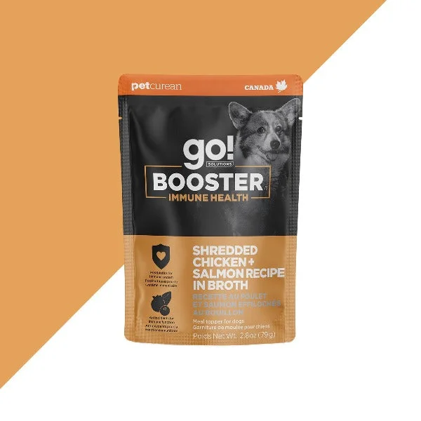 Go! Solutions Booster Immune Health Shredded Chicken + Salmon in Bone Broth Dog Food Topper