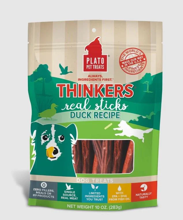 Plato Thinkers Duck Meat Stick Dog Treats 283g