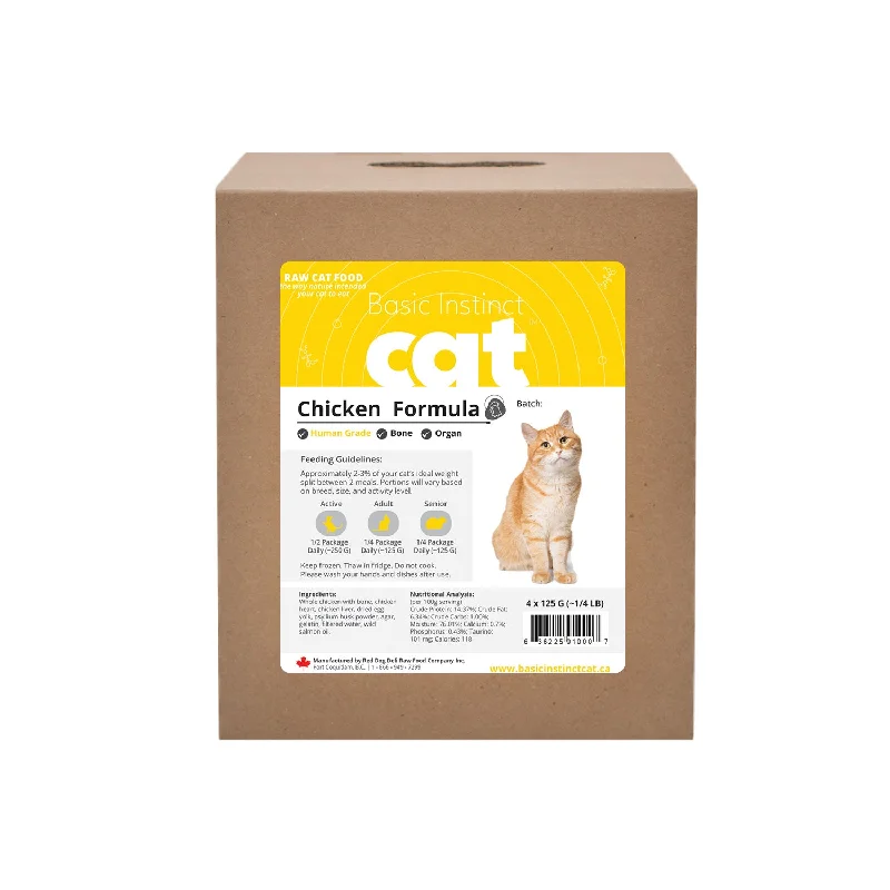 Basic Instinct - Human Grade Chicken bone in  for Cats 16x125g packs