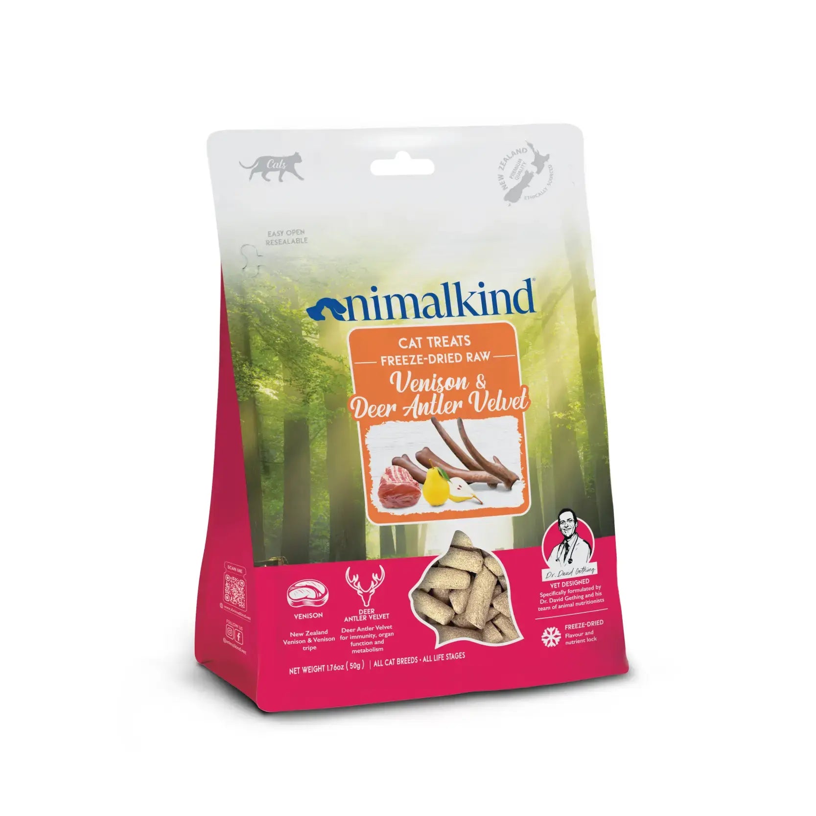 Animalkind Freeze-Dried Raw Cat Treats - Venison & Deer Antler Velvet 50g