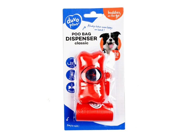 Poo bag dispenser bone 2x20st red