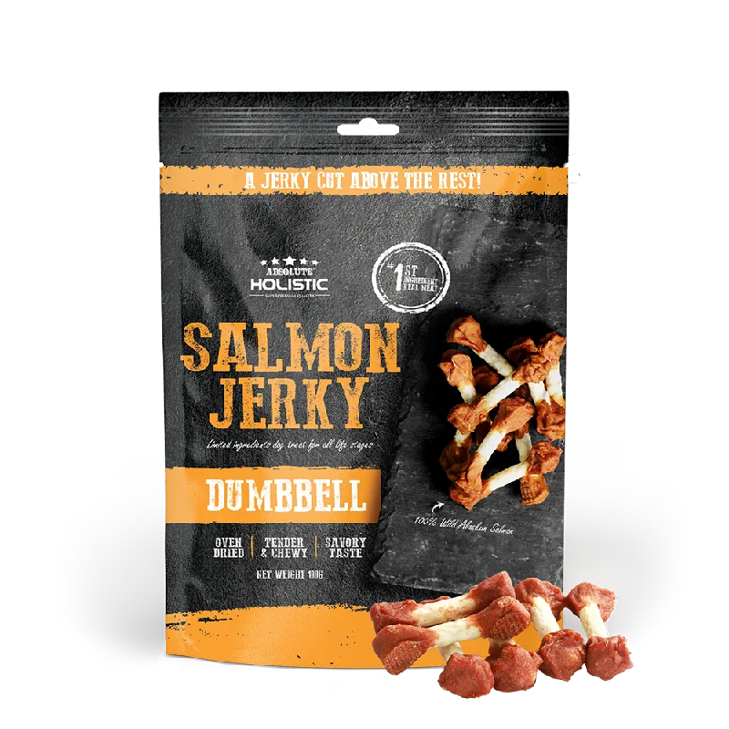 Absolute Holistic Dog Treats Salmon Jerky Dumbbell 100g