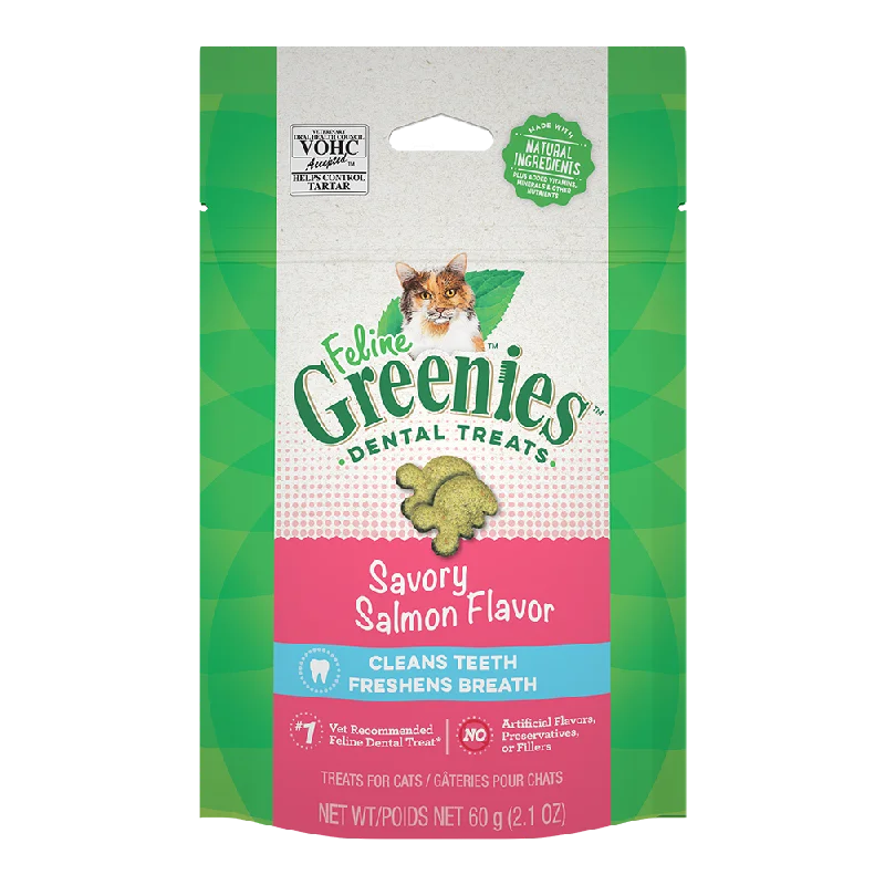 Greenies Cat Dental Treats - Savory Salmon Flavor 2.1oz