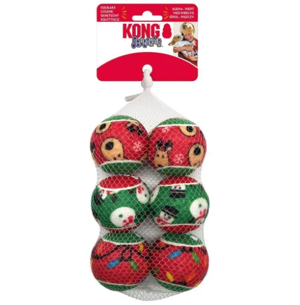 Kong Holiday SqueakAir Balls 6 Pk Medium