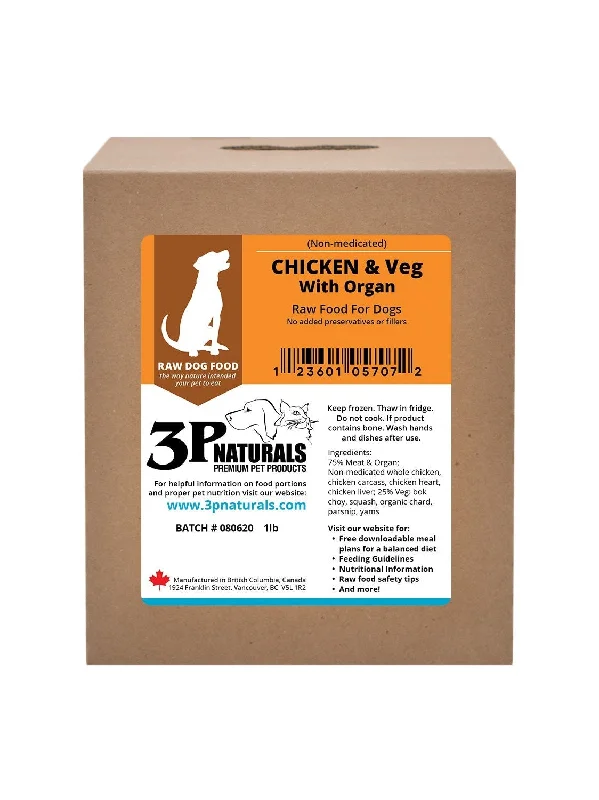 3P Naturals - Chicken with Bone, Organ & Veg HF/NM [6 x 2lb packages (6/907.19g)]