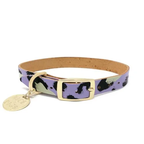 Nice Digs Leather Collar - Lilac Animal