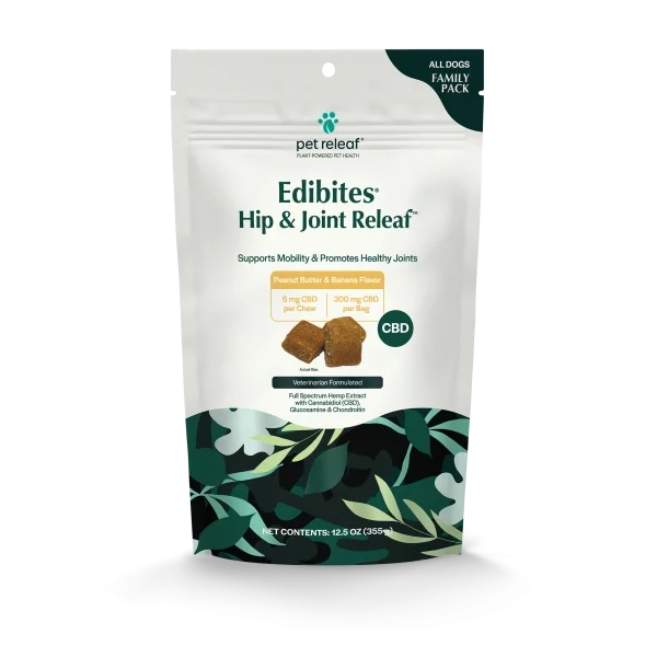 Pet Releaf Edibites Hip and Joint Releaf PB Banana Family Size 6 mg