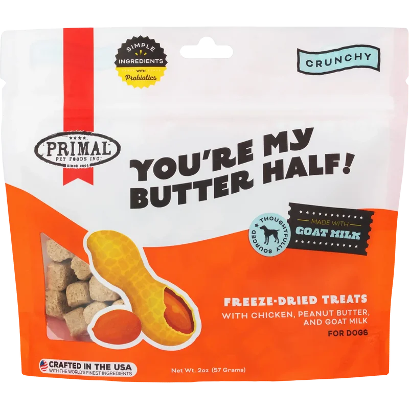 Primal You're My Butter Half Chicken, Peanut Butter, and Goat Milk Freeze Dried Dog Treats (2 oz)