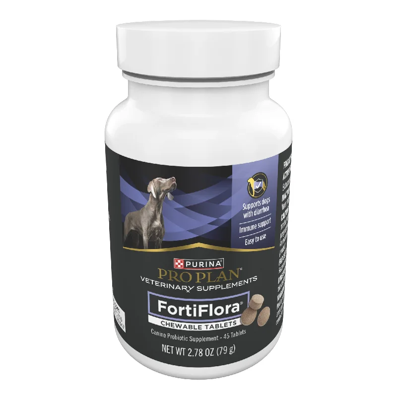 Purina Pro Plan Veterinary Supplements FortiFlora Chewable Dog Probiotic Supplement Tablets - 45ct Canister