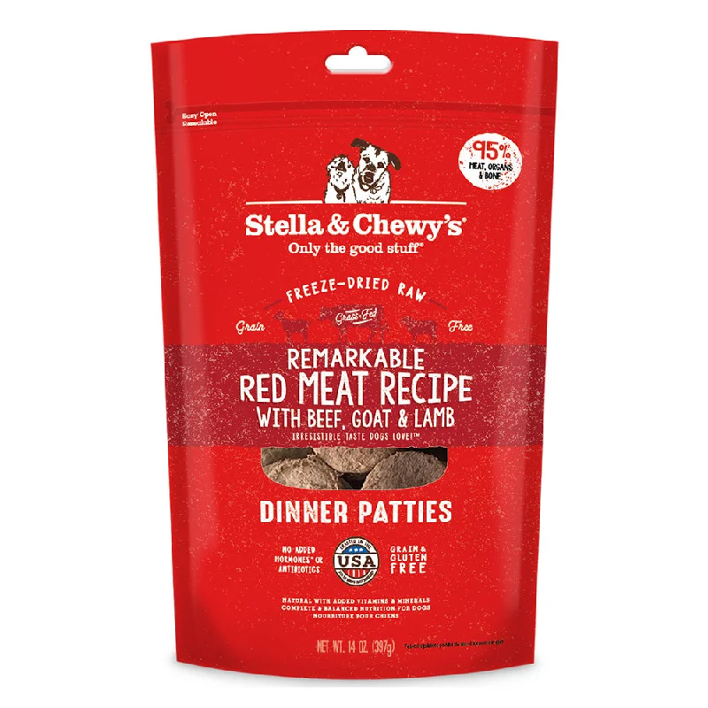 Stella & Chewy's Dog Freeze-Dried Dinner Patties - Remarkable Red Meat Beef, Goat & Lamb 14oz