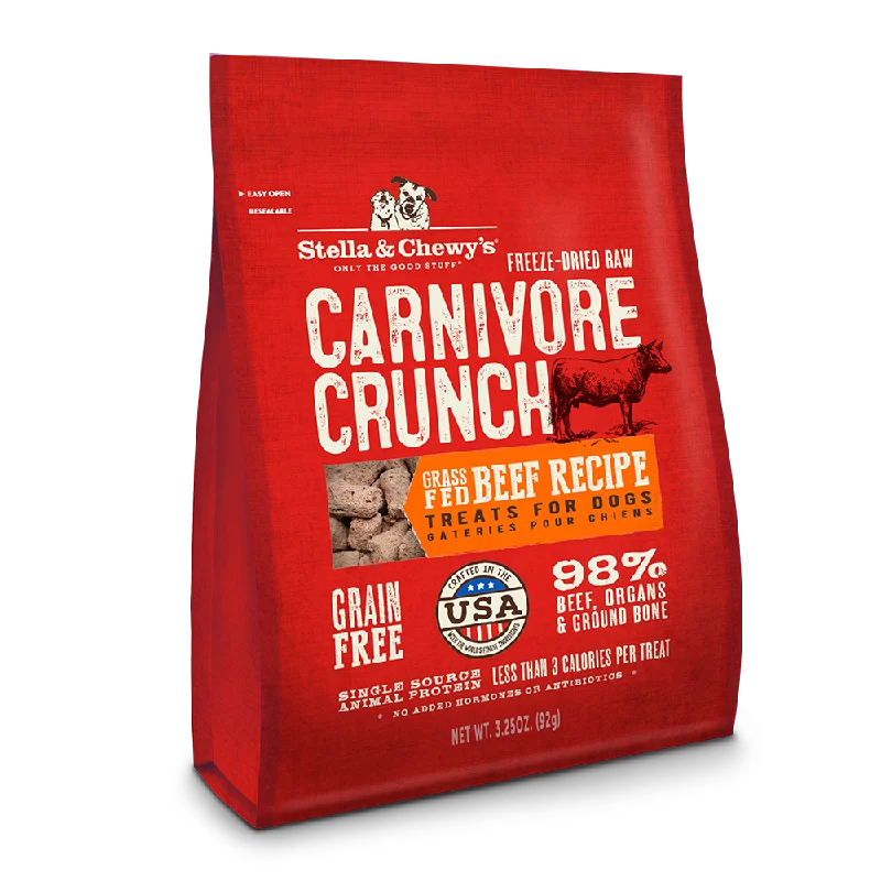 Stella & Chewy's Dog Treat - Carnivore Crunch Grass-Fed Beef Recipe 3.25oz