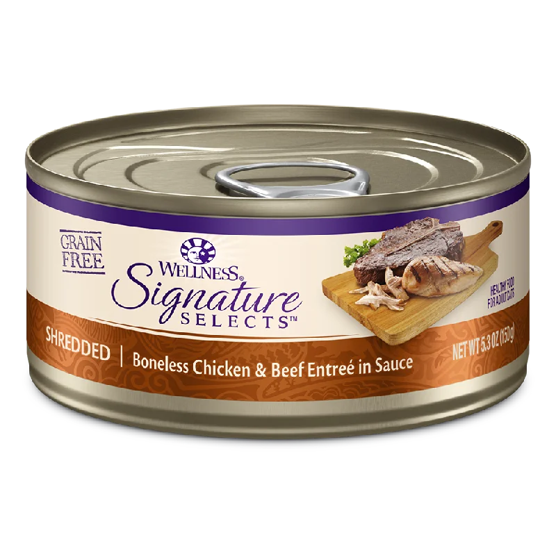 Wellness Cat Core Grain Free Signature Selects Shredded Boneless Chicken & Beef Entree in Sauce 5.3oz