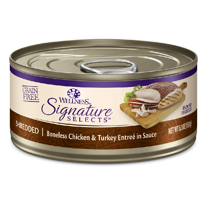 Wellness Cat Core Grain Free Signature Selects Shredded Boneless Chicken & Turkey Entree in Sauce 5.3oz