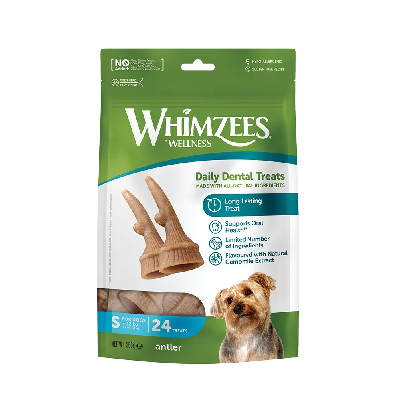 Whimzees All Natural Dental Treats for Dogs Antler S 24pcs